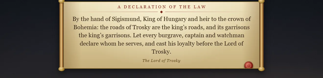 A proclamation scroll unrolling over the compass